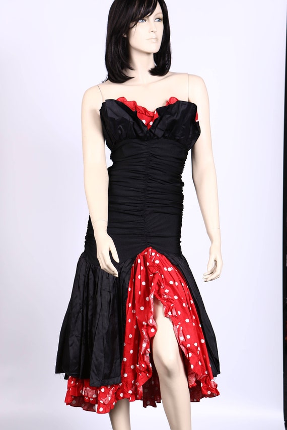 Black Red and white cocktail dress