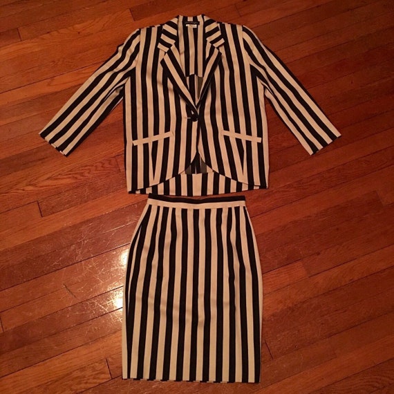 Salvatore ferragamo black and white striped suit - image 1