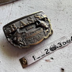 Vintage 1990 Bass Anglers Sportsman Society Bass Fishing Belt Buckle