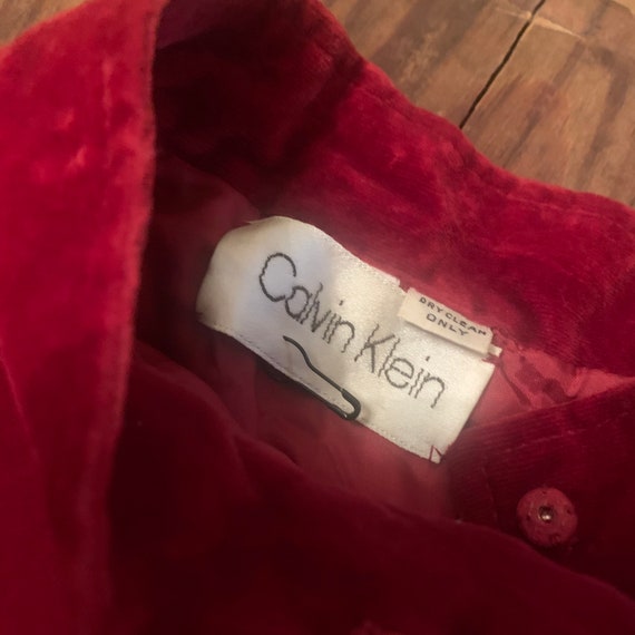 Rare 1970s Calvin Klein Vintage red velvet fur tr… - image 10