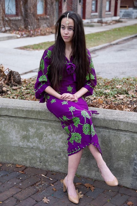 1970s Vintage Boho Kaftan Dress