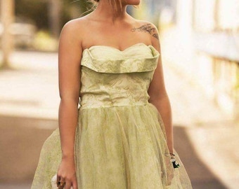 Vintage Green tulle formal dress