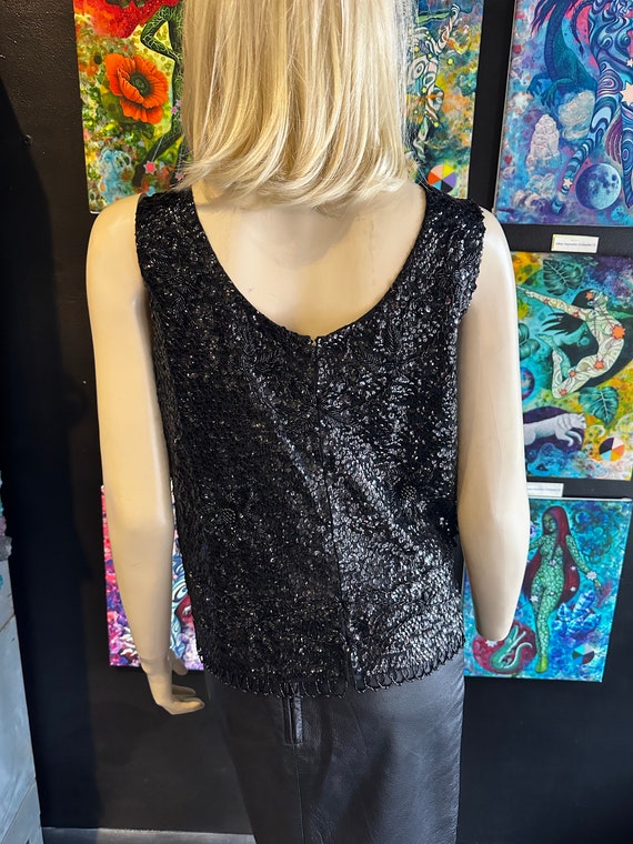 1960s Black Sequin Tank Top - image 6