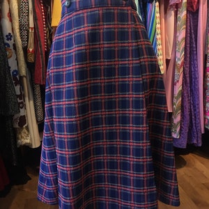 Vintage Red and navy plaid wrap skirt