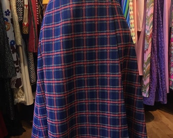 Vintage Red and navy plaid wrap skirt