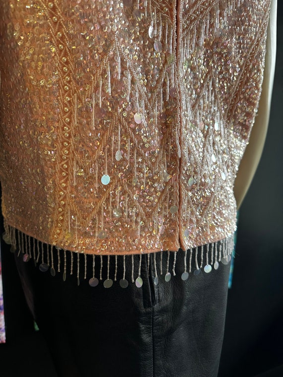 1960s Pink Sequin & Pearl Tank Top - image 8