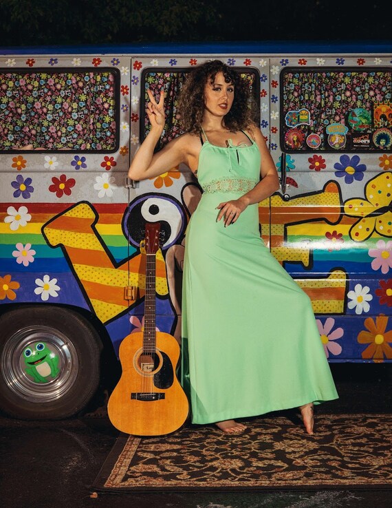 Buy Vintage Mint Green Boho Halter Dress Online in India - Etsy