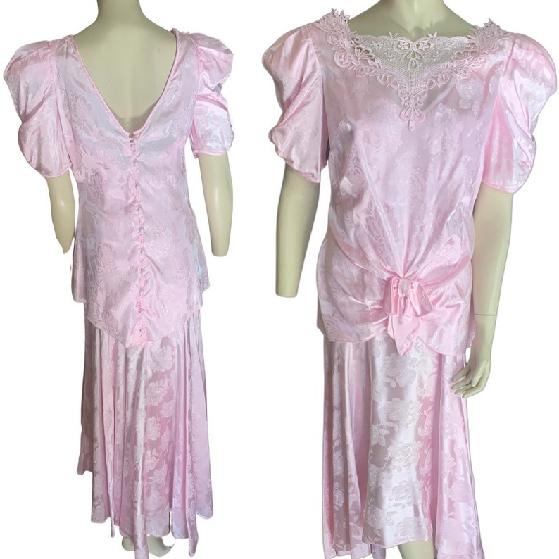 1980er Jahre rosa rosa Abendkleid Bild 3