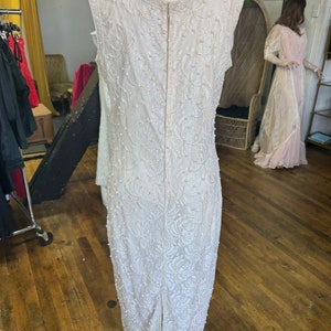 1980s Lawrence Kazar off white beaded gown with jacket image 8