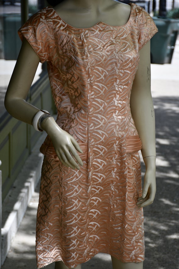 1950s satin embroidered formal dress - image 3