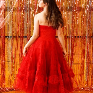 Cotillion 1950s red tulle prom dress image 1