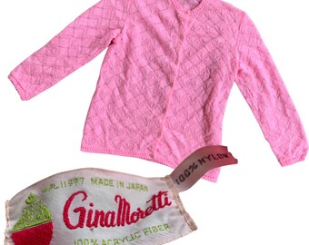 1960s vintage pink knit cardigan by Gina Moretti