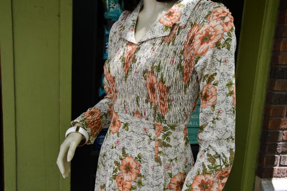 70s Floral Long Sleeve Maxi Dress - image 2