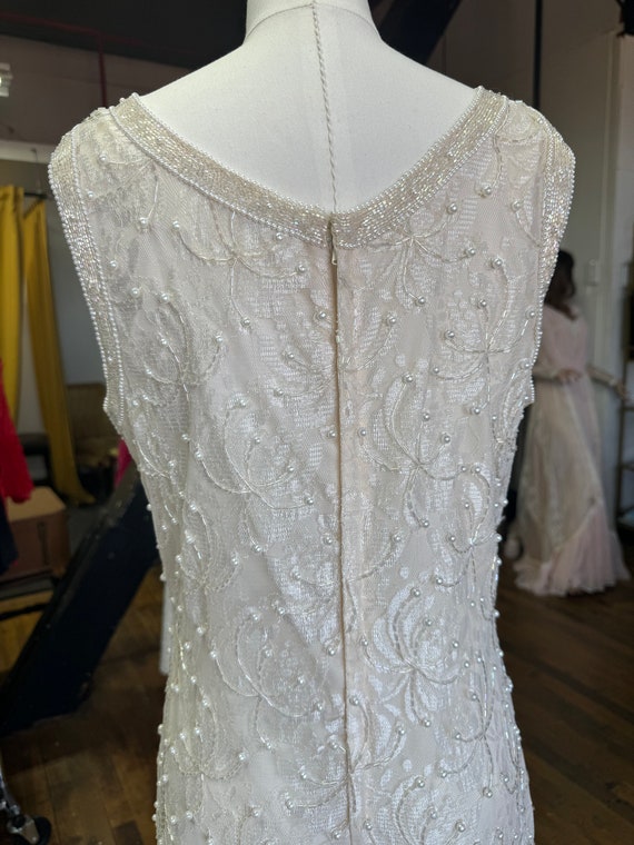 1980s Lawrence Kazar off white beaded gown with j… - image 7