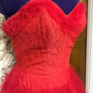 Cotillion 1950s red tulle prom dress image 6