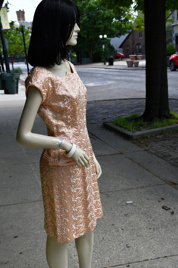 1950s satin embroidered formal dress - image 8