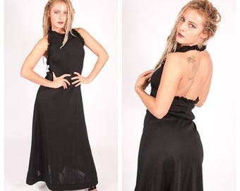 70s Giamo Knits black halter dress