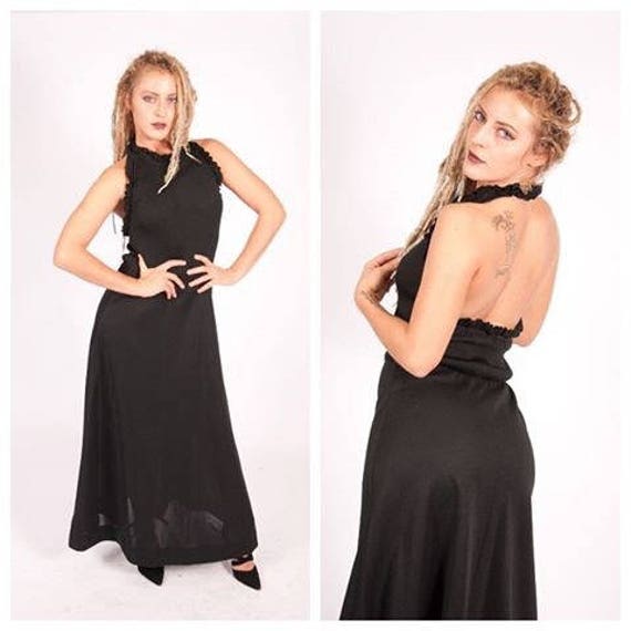 70s Giamo Knits black halter dress