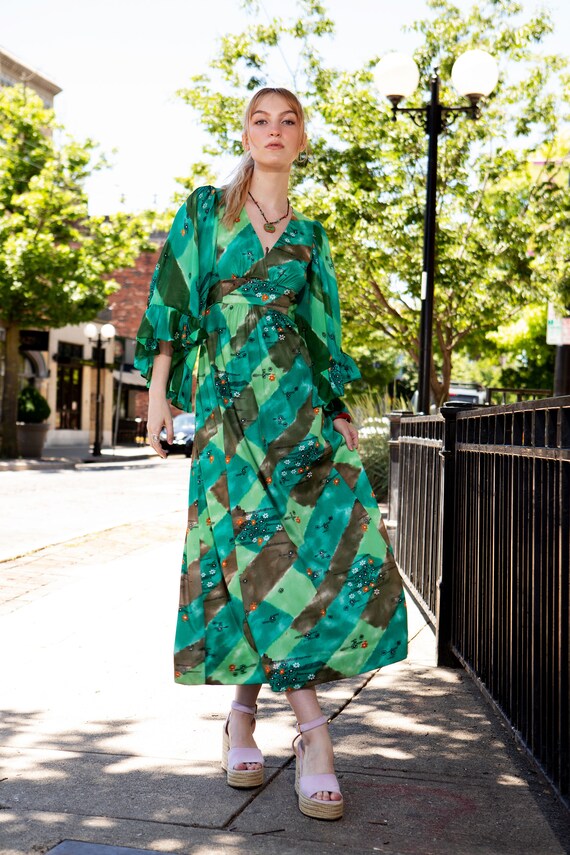 Vintage 1970s Green Dress
