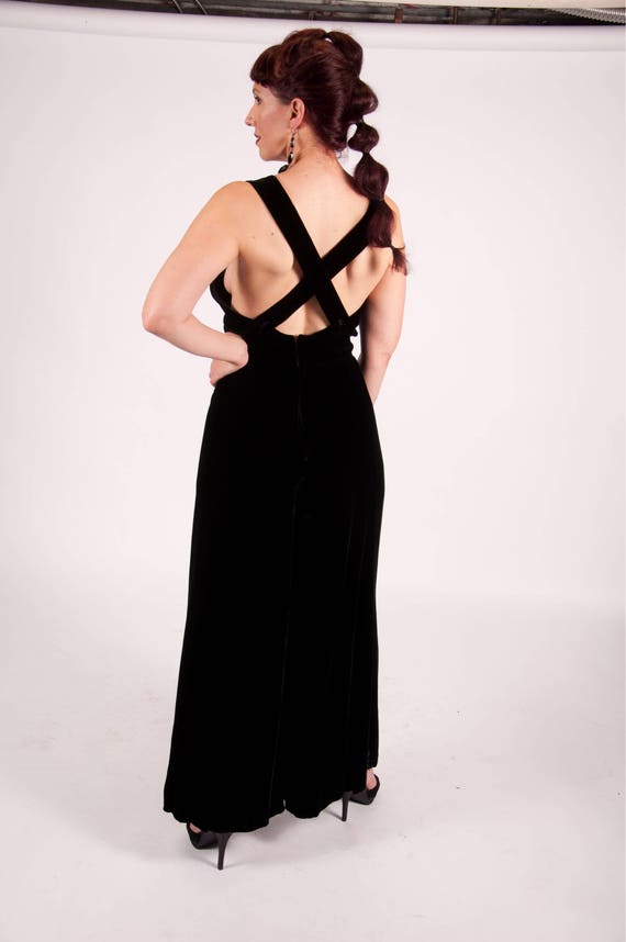 Black velvet jumpsuit by Kappi - image 2