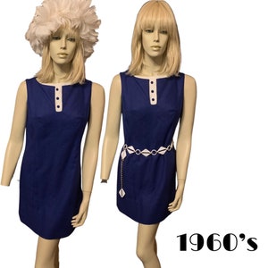 1960s blue and white mod dress by SincerelyJenny Gidding image 1