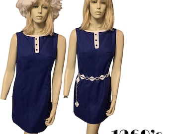 1960s blue and white mod dress by SincerelyJenny Gidding