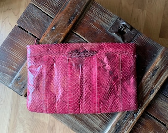 Vintage Clemente Pink Snakeskin Clutch Bag