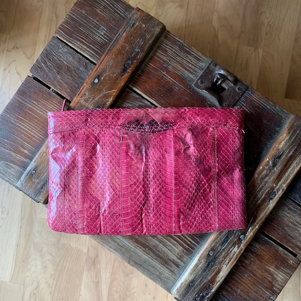 Vintage Clemente Pink Snakeskin Clutch Bag