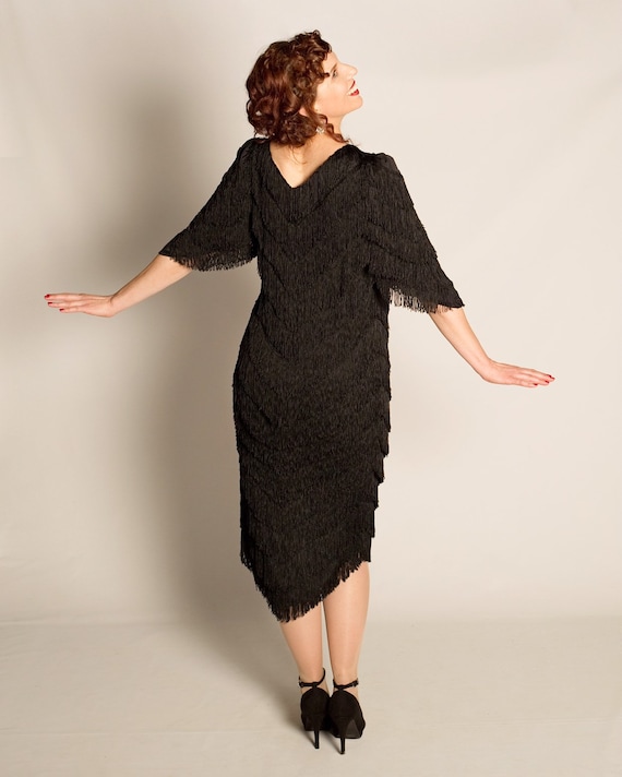 Nightworks black fringe dress - image 3