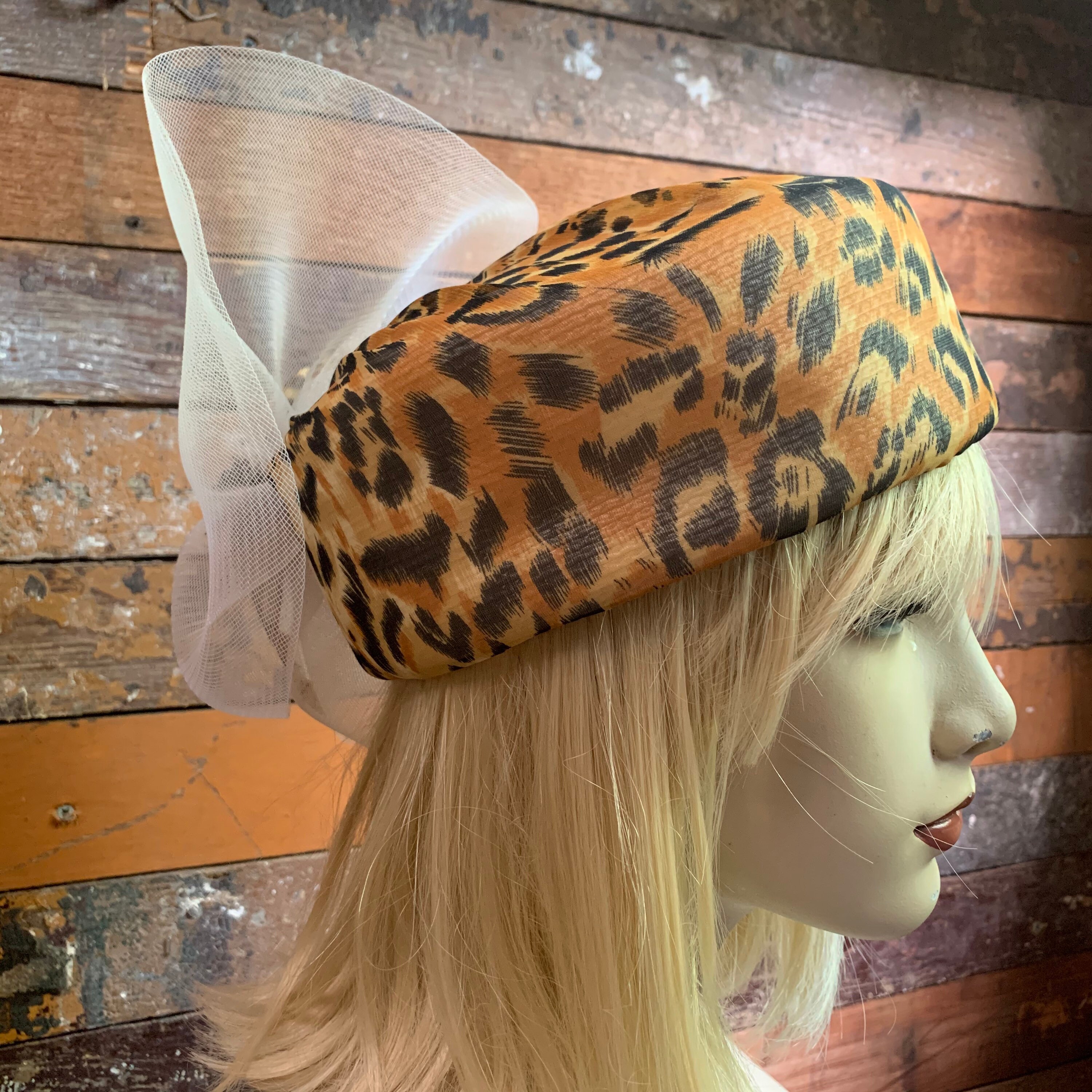 Vintage Leopard Print Straw Formal Hat - Etsy