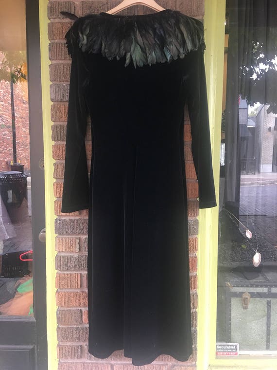 Betsey Johnson black velvet feather collar dress - image 8