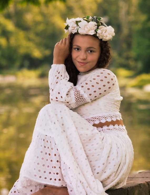 1970s vintage white boho dress - image 6