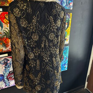 1990s Papéll Boutique Gold and Black Sequin Design Top image 8