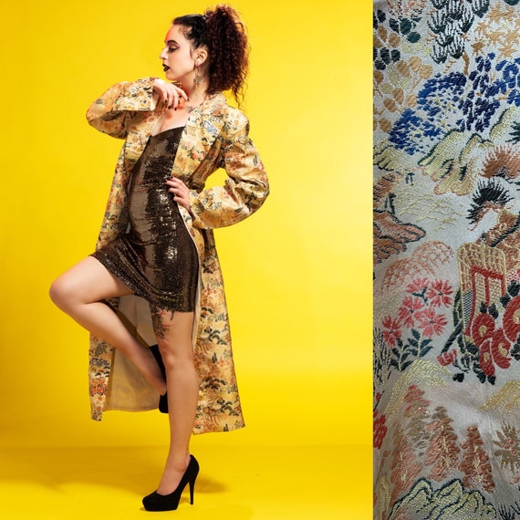 Vintage Asian gold robe duster coat
