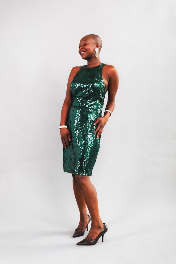 90s green sequin cocktail dress Niteline