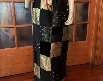 Vintage black and gold patchwork skirt