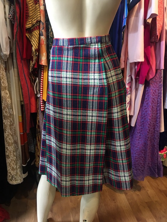 1960s vintage plaid Purple, green, and red pleated