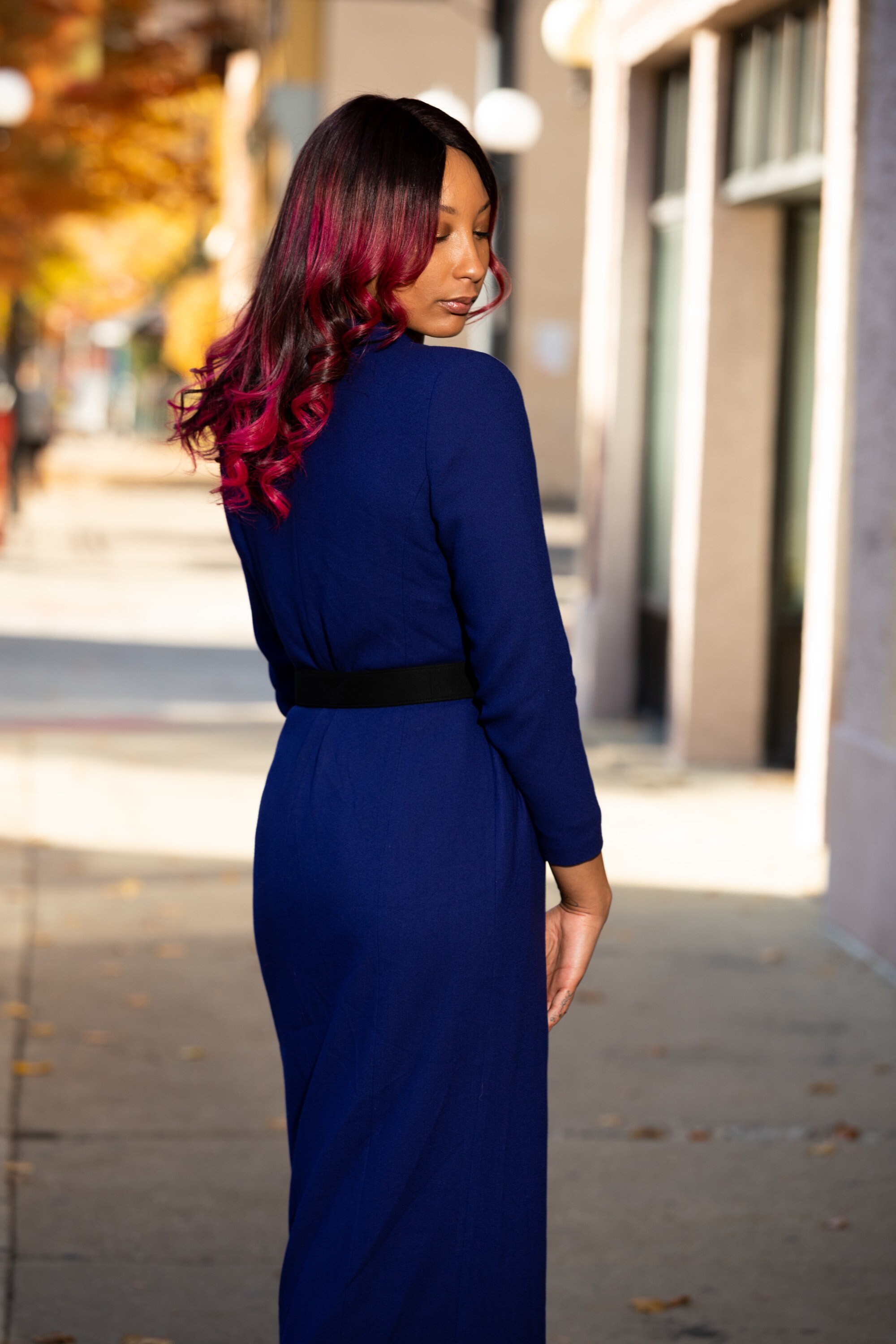 Royal blue long dress coat