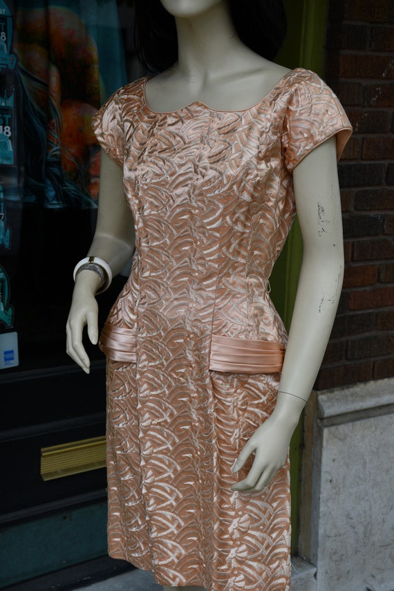 1950s satin embroidered formal dress - image 2