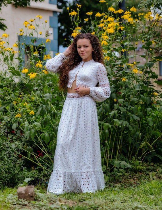 1970s vintage white boho dress - image 10