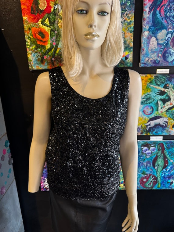 1960s Black Sequin Tank Top