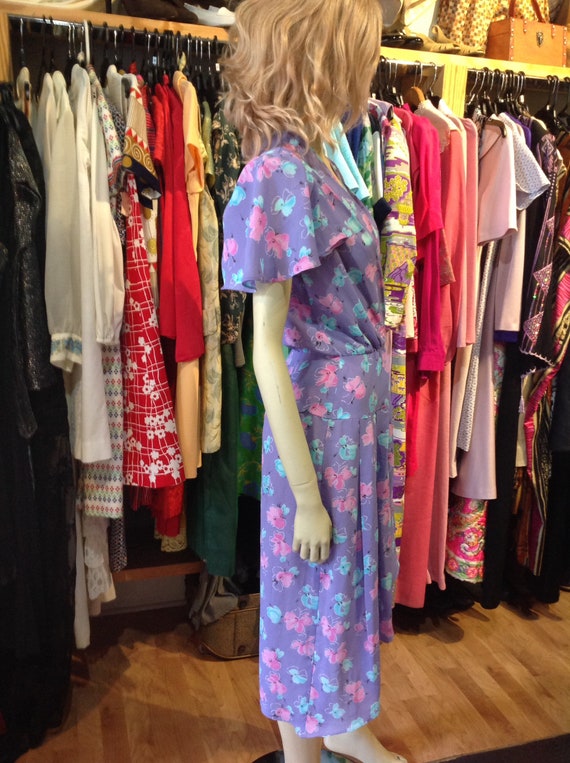 1980s vintage Charlee Allison lavendar floral dre… - image 2