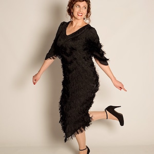 Nightworks black fringe dress