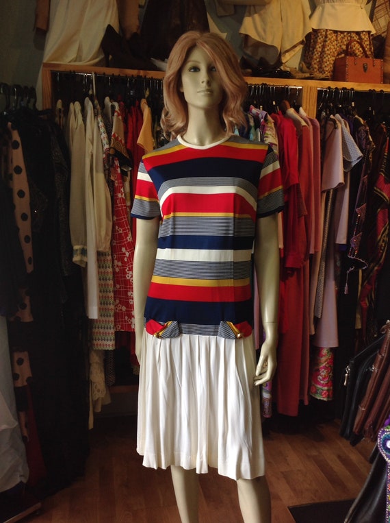 Vintage striped drop waist dress - image 1