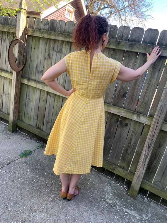 1950s yellow plaid dress - image 6