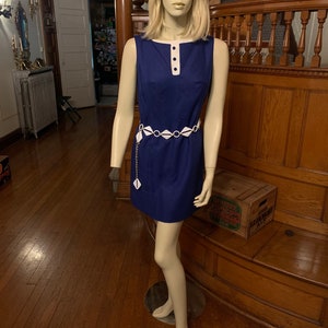 1960s blue and white mod dress by SincerelyJenny Gidding image 5