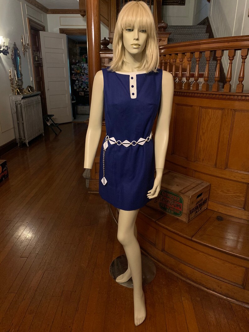 1960s blue and white mod dress by SincerelyJenny Gidding image 5
