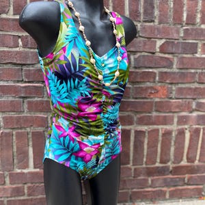 Beach Cabana Vintage Womens Floral One-Piece Swimsuit