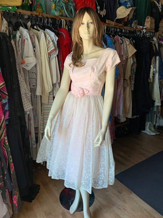 Vintage Pink Floral Petite Dress