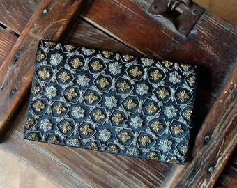 Vintage Embroidered Silver and Gold Clutch